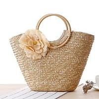 STYLE-CICI Women-Casual-Straw-Tote-Beige / Green / Yellow / Fuchsia