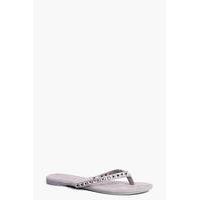 Stud Detail Flip Flop - grey