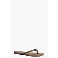 Stud Detail Flip Flop - khaki