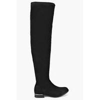 Stretch Knee High Flat Boot - black