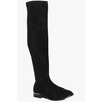 Stretch Over The Knee Flat Boot - black