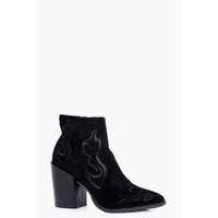 Stitch Detail Western Boot - black