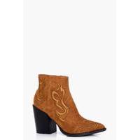 Stitch Detail Western Boot - tan