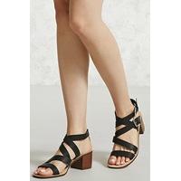 strappy faux leather heels