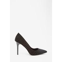 Studded Faux Suede Heeled Shoes