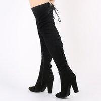 Stevie Over the Knee Boots Faux Suede, Black