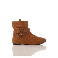 Studded Strap Ankle Boots In Camel