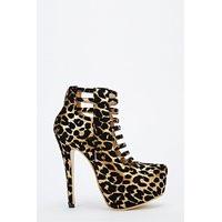 Strappy leopard Stiletto Platform Heels