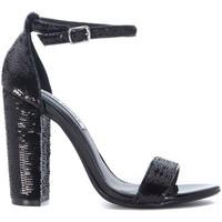 steve madden carrson sandal in black leather and sequins womens sandal ...