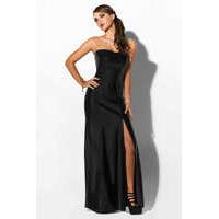 Strapless Faux Leather Long Dress