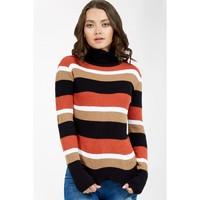 STRIPE RIB ROLL NECK JUMPER