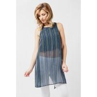 STRIPE CHIFFON LONGLINE VEST