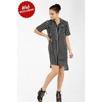 STRIPE DOUBLE POCKET SHIRT DRESS