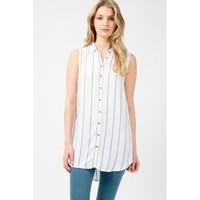 stripe sleeveless longline shirt