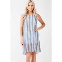 STRIPE CHIFFON LONGLINE VEST