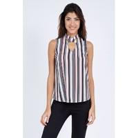 stripe print cross front vest