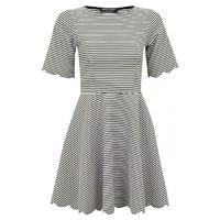 STRIPE SCALLOP SKATER DRESS