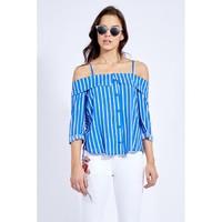 STRIPED BUTTON DETAIL BARDOT BLOSE