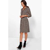 Stephanie Printed Woven Belted Shirt Dress - multi