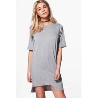 stepped hem t shirt dress grey