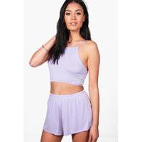 Strappy Crop & Shorts Co-Ord Set - lavender