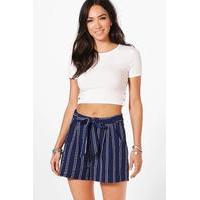 Stripe Woven Shorts - navy