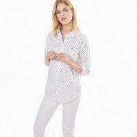 Stretch Oxford Printed Dot Shirt - White