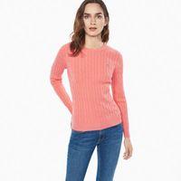 stretch cotton cable crewneck jumper shell pink