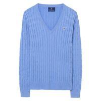 Stretch Cotton V-neck Jumper - Lavender Blue