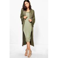 Strappy Midi Dress and Oversized Duster Co-Ord - khaki
