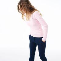 Stretch Cotton V-neck Jumper - Light Pink