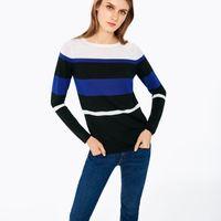 Striped Merino Crewneck Jumper - Black