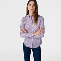 Stretch Broadcloth Dotty Leaf Shirt - Capri Blue