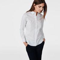 Stretch Broadcloth Dot Print Shirt - White