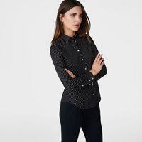 Stretch Broadcloth Dot Print Shirt - Black