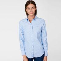 Stretch Oxford Printed Dot Shirt - Sky Blue