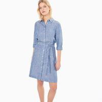 Striped Linen Shirtdress - Persian Blue