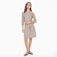 Striped Linen Shirtdress - Warm Khaki