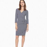 striped wrap dress shadow blue