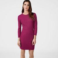 stretch cotton cable dress raspberry purple