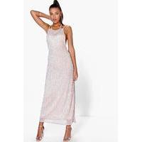 Strappy Back Metallic Maxi Dress - rose