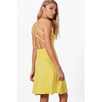 strap detail mini dress yellow