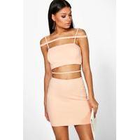 strappy crop and mini skirt co ord apricot