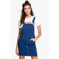 Stretch Denim Pinafore Dress - indigo