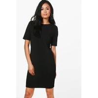 Structured Tailored Shift Dress - black