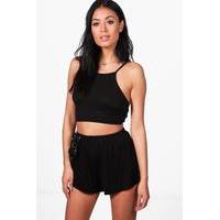 strappy crop shorts co ord set black
