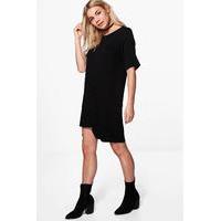 stepped hem t shirt dress black