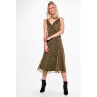 Star Print Cami Dress - khaki