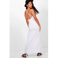 Strappy Back Maxi Dress - white
