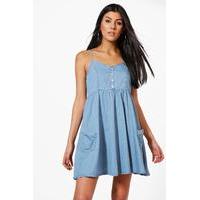 Strappy Denim Sun Dress - blue